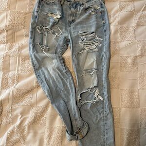 American Eagle Outfitters Ripped Light Blue Boyfriend Jeans